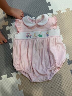 Pink Embroidered Baby One-Piece Romper